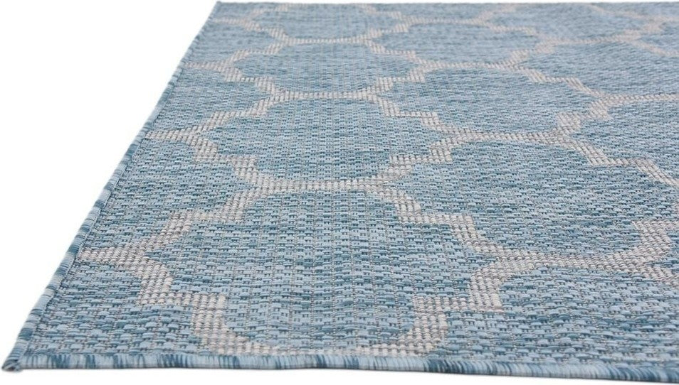 Unique Loom Aquamarine Trellis Outdoor 4' 0 x 6' 0 Area Rug