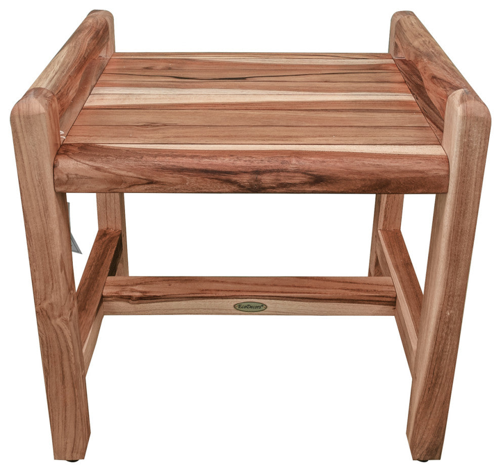 EcoDecors EarthyTeak Classic 18" Shower Bench With LiftAide Arms