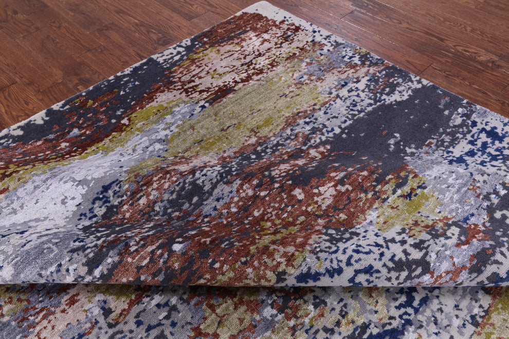 7' 11" X 10' 2" Handmade Wool and Silk Modern Rug Q7222