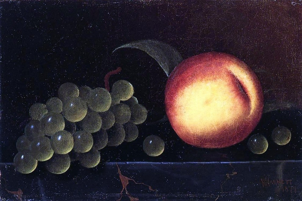 William Michael Harnett Peaches and Grapes, 18"x27" Wall Decal