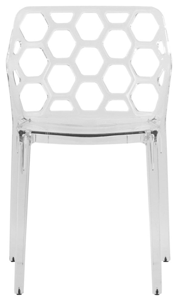 Leisuremod Dynamic HoneyComb Design Dining Chair, Clear
