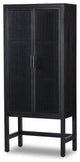 Caprice Narrow Cabinet Black Natural Cane, Black Wash Mango, Gunmetal