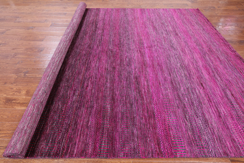 8' 2" X 10' 1" Wool and Silk Super Savannah Gabbeh Hand-Knotted Rug Q6109