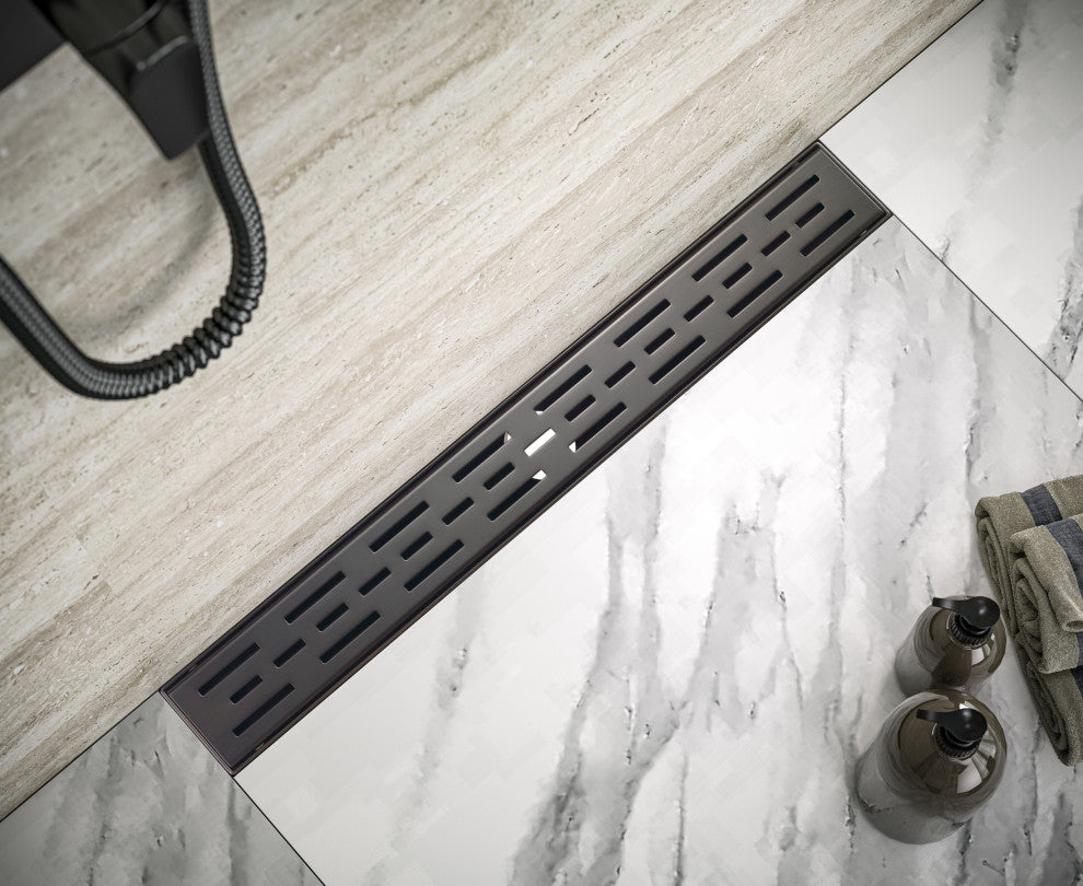 Linear Floor Drain with Removable Decorative Cover UPC certified, Venetian Bronze, 36"