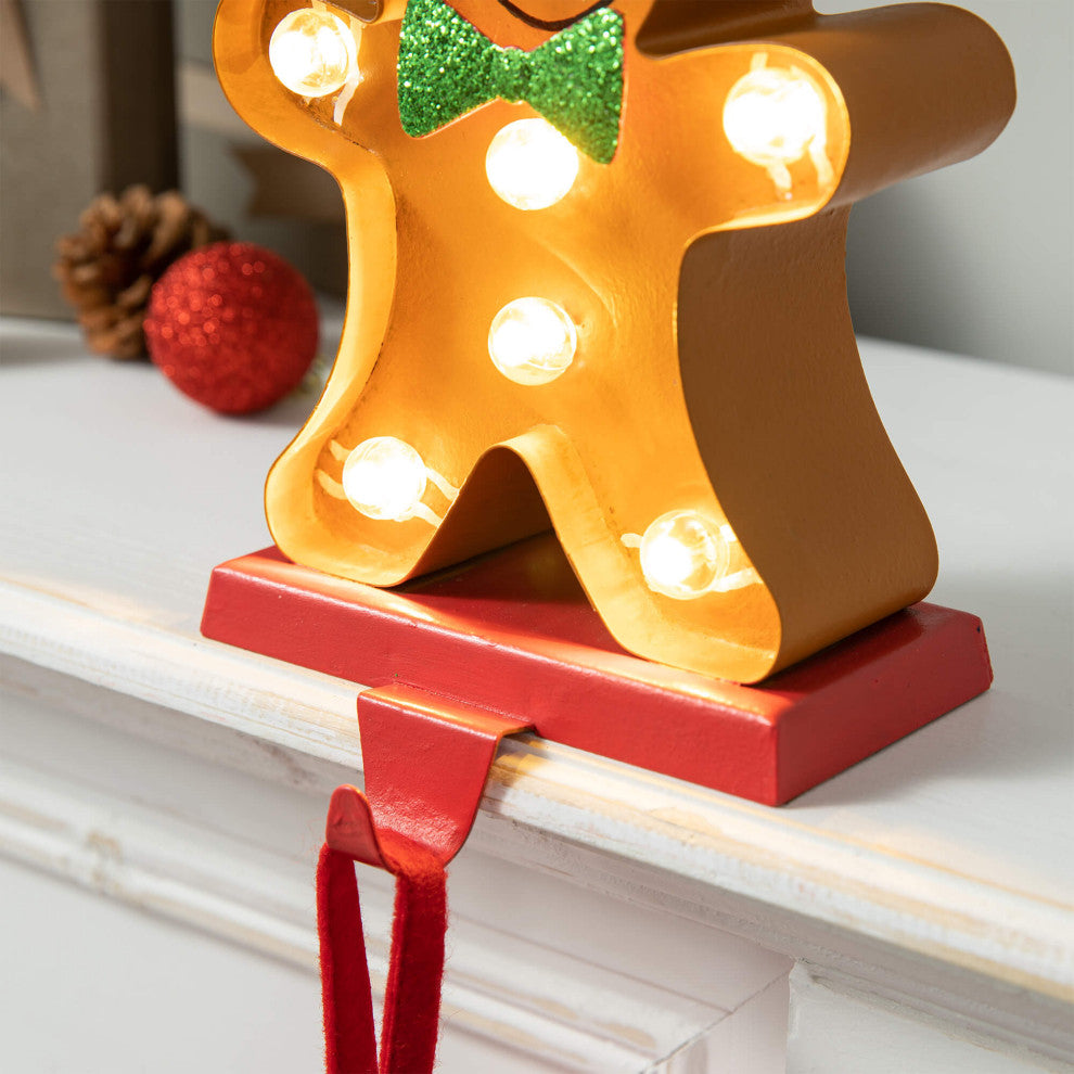 Marquee LED Metal Gingerbread Stocking Hangers, Man