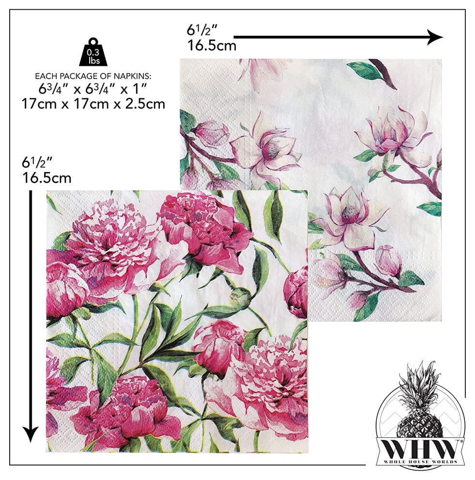 40 Count Pink Peony Napkins