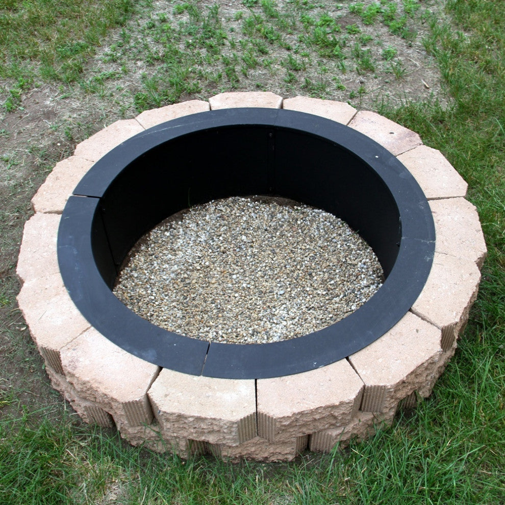 Sunnydaze Durable Black Steel DIY Fire Pit Ring Liner, 27" Diameter