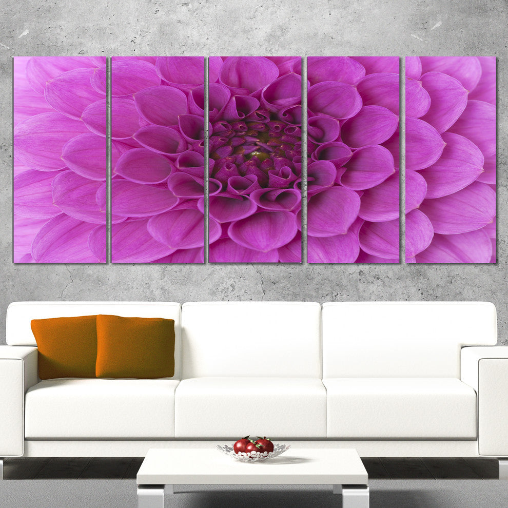Large Purple Flower and Petals, Floral Canvas Art Print, 60"x28", 5 Panels
