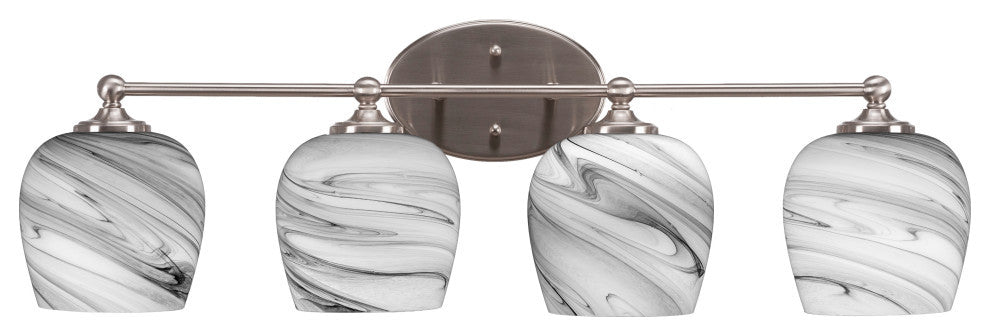 Capri 4-Light Bath Bar, Brushed Nickel/Onyx Swirl