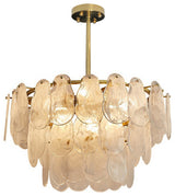 Cloude Modern 3 Tiered Cloud Glass Chandelier Adjustable Hanging Rod, 8-Light