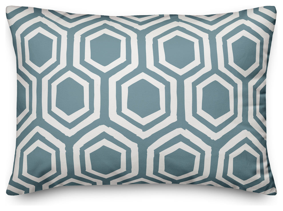 Blue and White Honeycomb 14x20 Lumbar Pillow