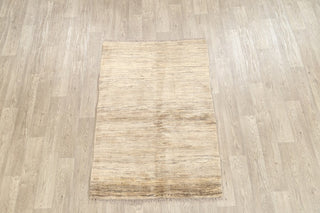 Gabbeh Oriental Modern Solid Color Hand Made Persian Rug, Beige, 5'1"x3'5"