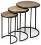 27" Black And Brown Solid Wood Round End Tables, 3-Piece Set