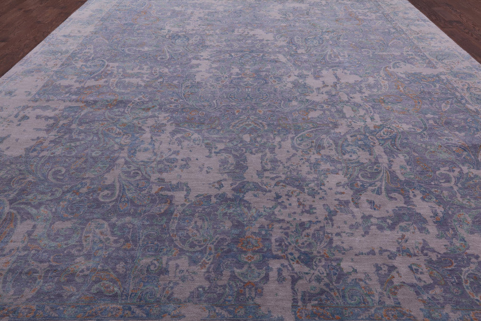 Wool and Silk Modern Handmade Rug 12' 0" X 15' 1" Q8858