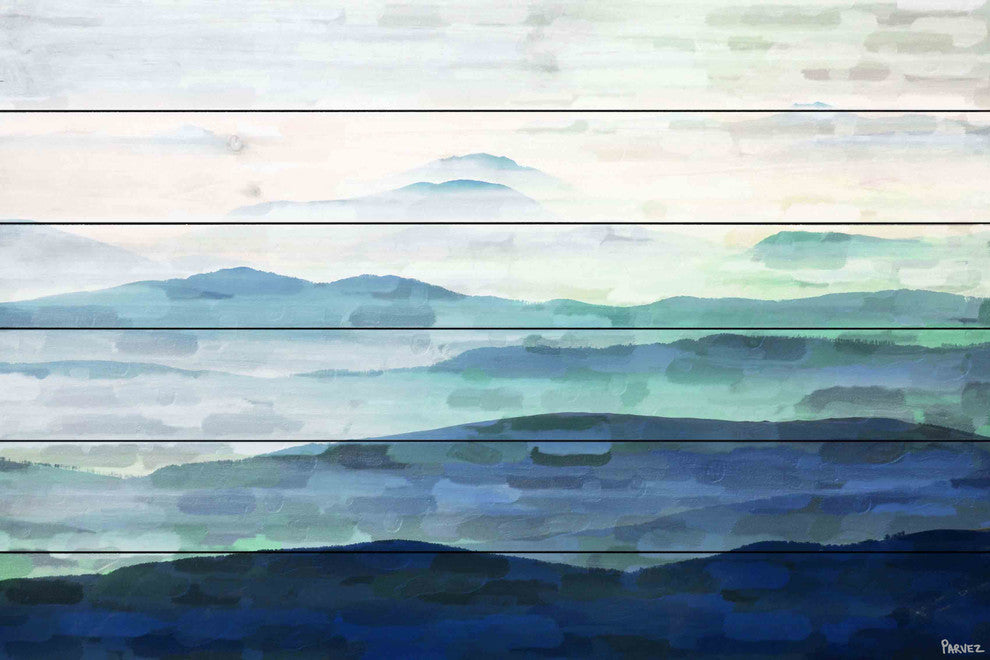 "Mountain Tops" UV Ink Print on White Wood, 45"x30"