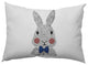 Bow-tie Bunny Easter Decorative Lumbar Pillow, Dark Cobalt Blue, 14x20"