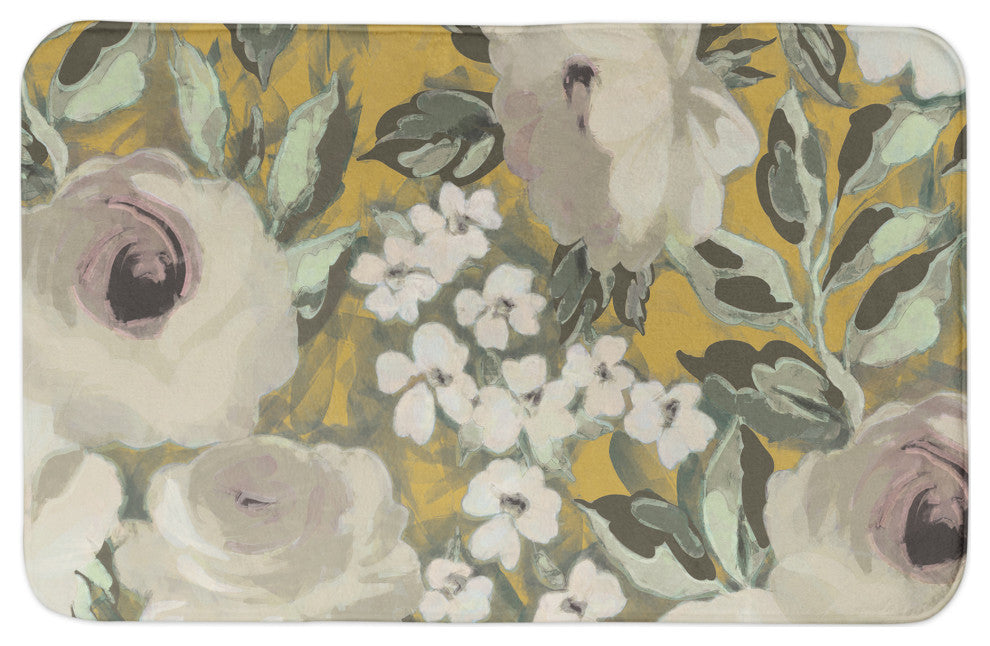 Yellow Floral 34x21 Bath Mat