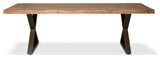 Brooks Dining Table, X Base, 40"x92", Teak Top, Brass Base