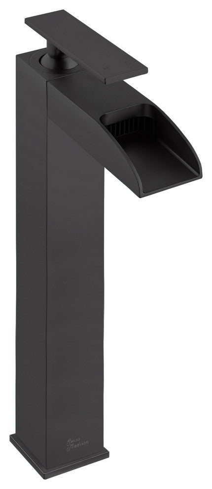 Concorde Single HoleHigh Arc Waterfall Bathroom Faucet, Matte Black