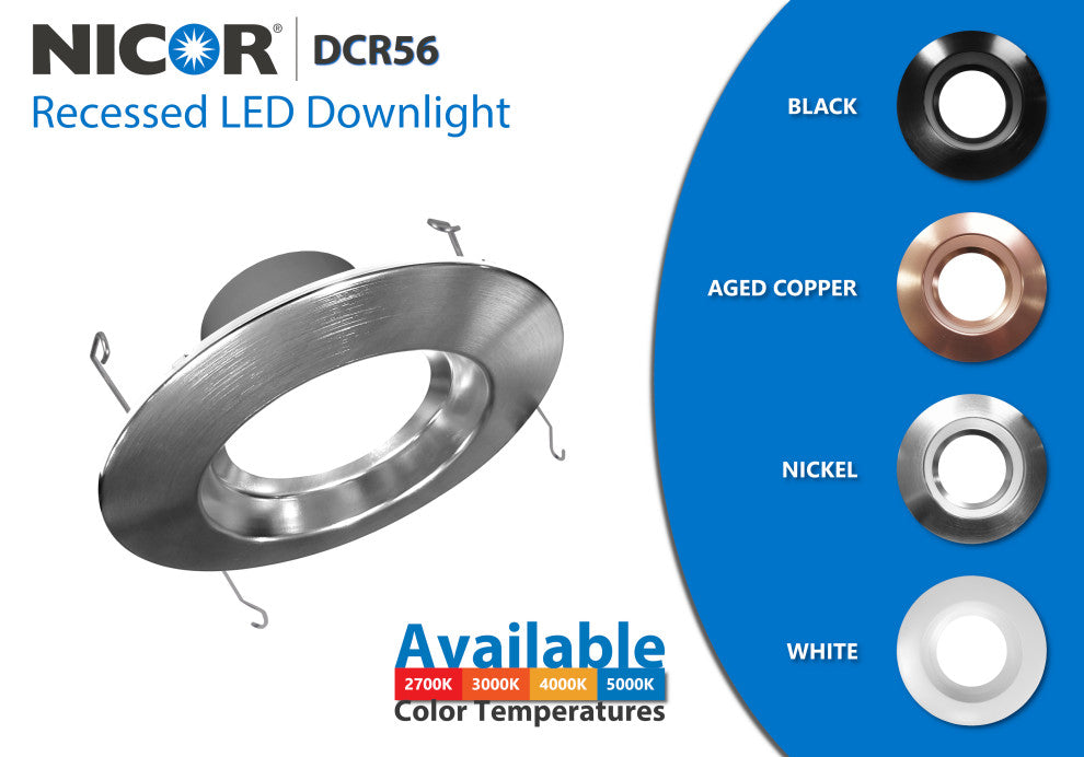 DCR56 LED Recessed Downlight Retrofit, Nickel, Smooth, 2700k (Warm White)