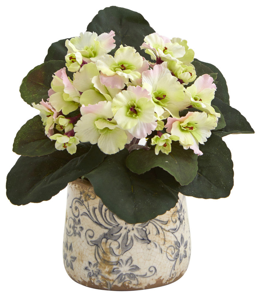 8in. African Violet Artificial Plant in Floral Design Vase (Set of 2)
