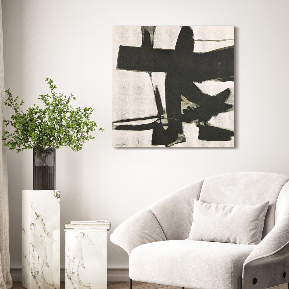 "Bold Abstraction II" Abstract Art on Gold Shagreen Wrapped Canvas Wall Art