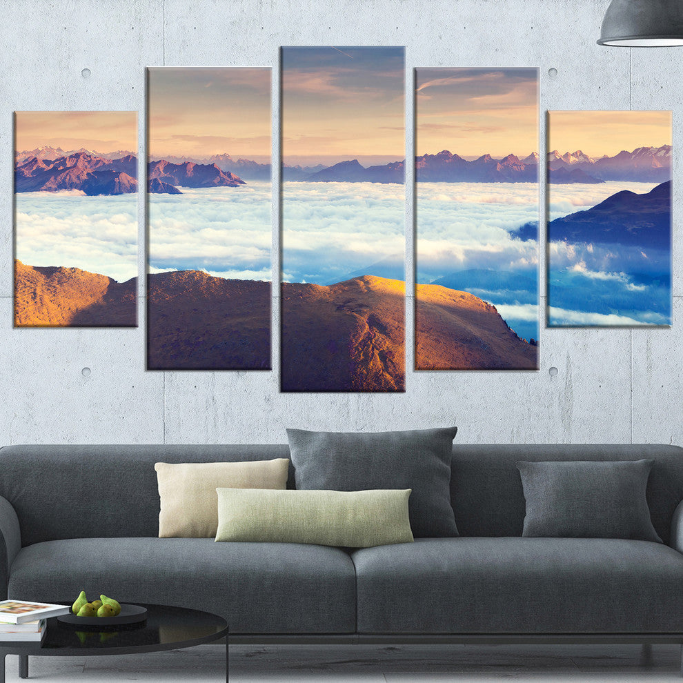 "Val Gardena Valley Panorama" Seashore Canvas Art, 5 Panels, 60"x32"
