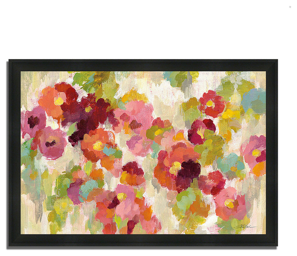"Coral And Emerald Garden I" By Silvia Vassileva, Framed Painting Print