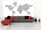 1-World Text Map Wall Mural, Black on White, Wallpaper, 8 panel, 142x76"