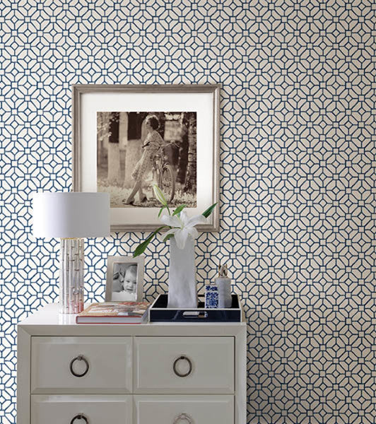 Modern Geometric Wallpaper, Blue, Sample