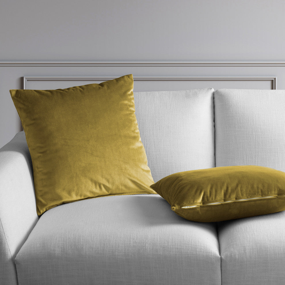 Heritage Plush Velvet Cushion Cover Pair, Peat Green, 18w X 18l