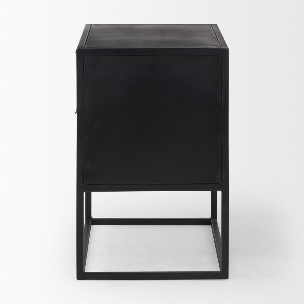 Sloan Dark Brown Solid Wood w/ Black Metal Frame Side Table