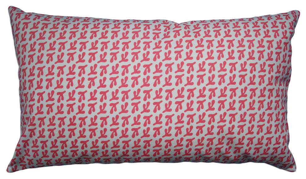 "Bird's Feet" Hand-Printed Canvas Pillow, Tango, 12x20