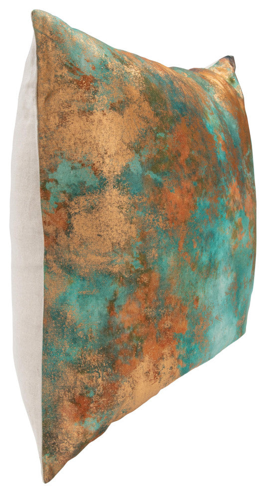 Equilibrium 22x22 Linen Blend Fabric Throw Pillow, Turquoise Copper