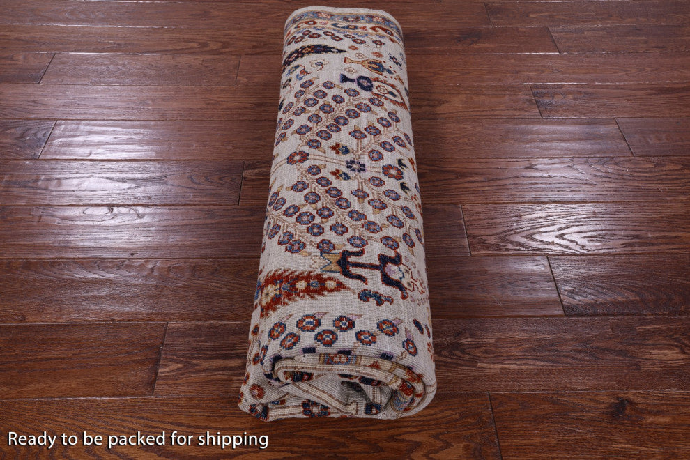 6' Square Hand-Knotted Persian Ziegler Wool Rug - Q12886