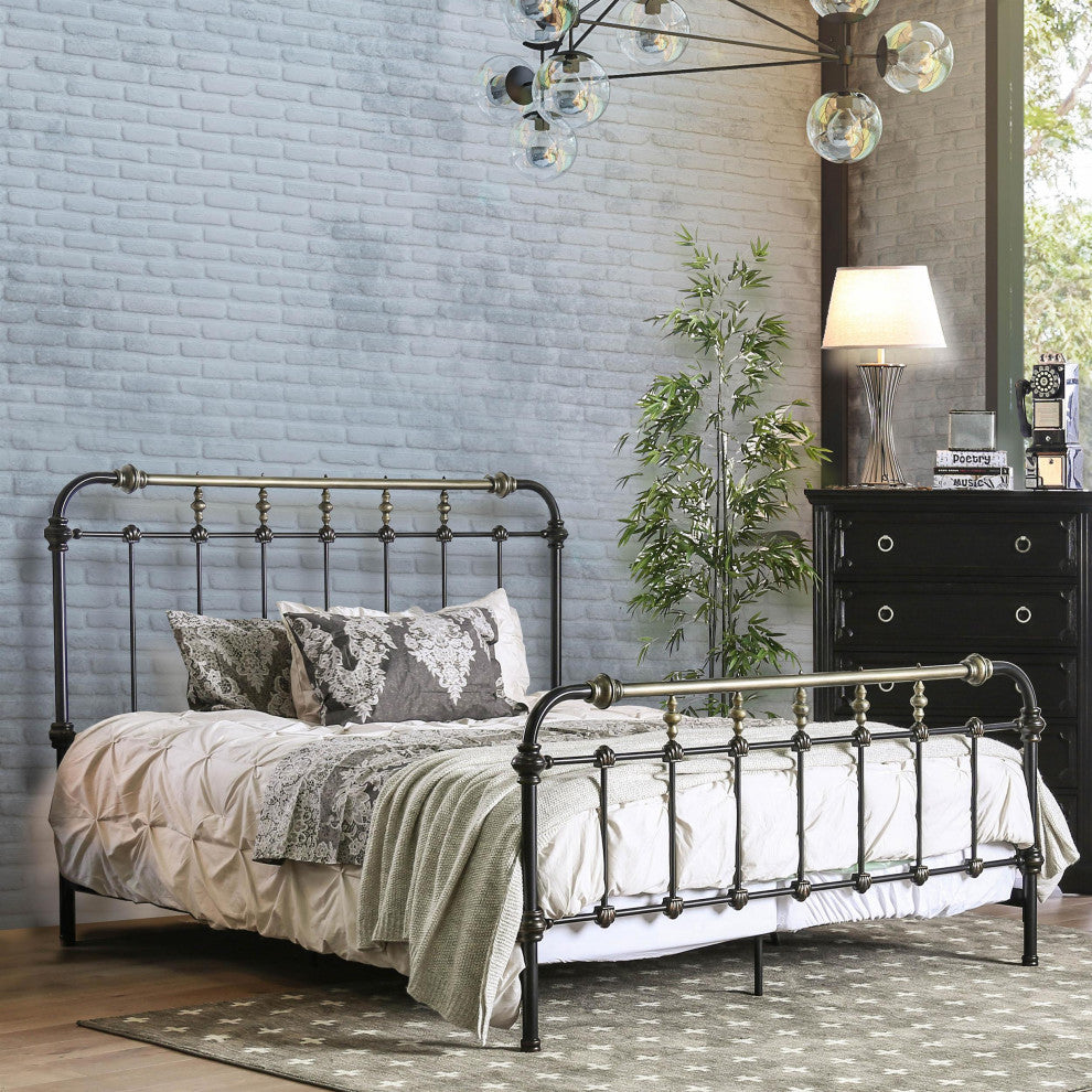 Furniture of America Cecil Transitional Metal Twin Spindle Bed in Antique Black