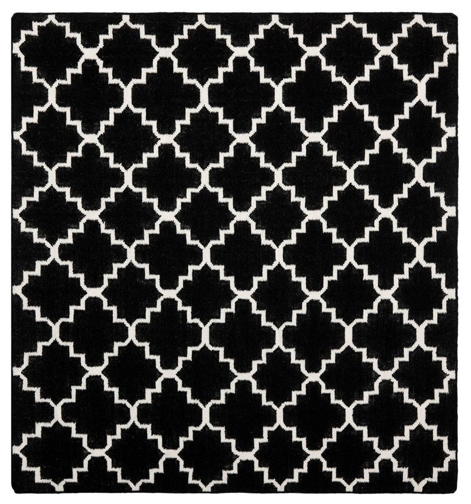 Safavieh Dhurries Dhu554L Black, Ivory Area Rug, 6''x6'' Square