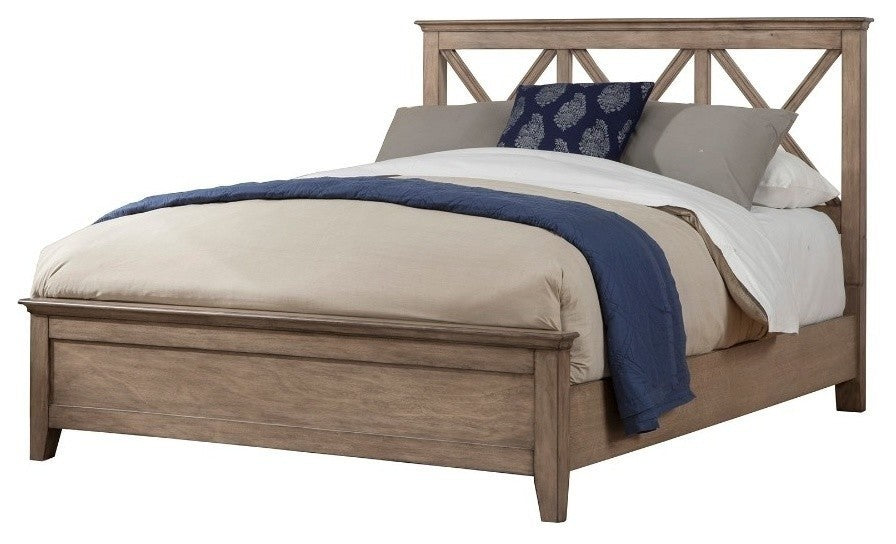 Mahogany Wood Full Size Panel Bed in French Truffle, Brown