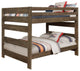 Benzara BM215916 Transitional Wooden Full Over Full Bunk Bed, Guard Rails, Brown