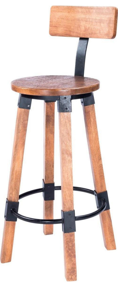 Bar Stool Industrial Chic Distressed Textured Mango Iron