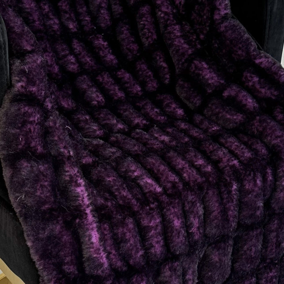 Plutus Purple Plush Pelt Faux Fur Luxury Throw Blanket, 70"L x 90"W Twin