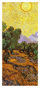 "Olive Trees With Yellow Sky And Sun (center)" Paper Art, 21"x46"