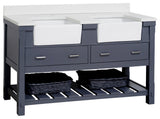 Charlotte 60" Bathroom Vanity, Marine Gray, Quartz, Double