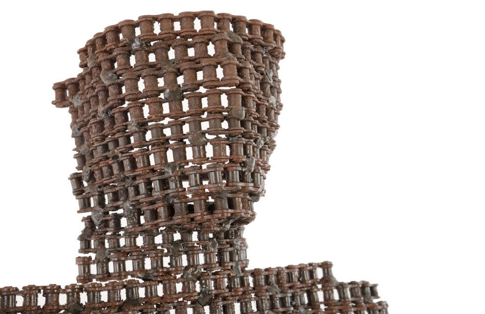 Chain Bust Sculpture on Stand