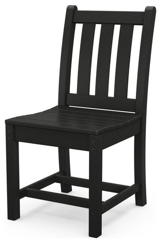 Polywood Traditional Garden Dining Side Chair, Black