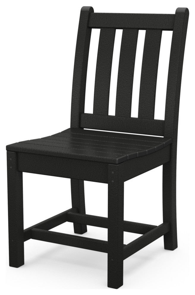 Polywood Traditional Garden Dining Side Chair, Black