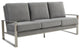 LeisureMod Jefferson Modern Design Velvet Sofa With Silver Frame, Light Gray