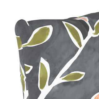 18" Decorative Pillow, Polyester Insert, Caroline Floral Gray Peach