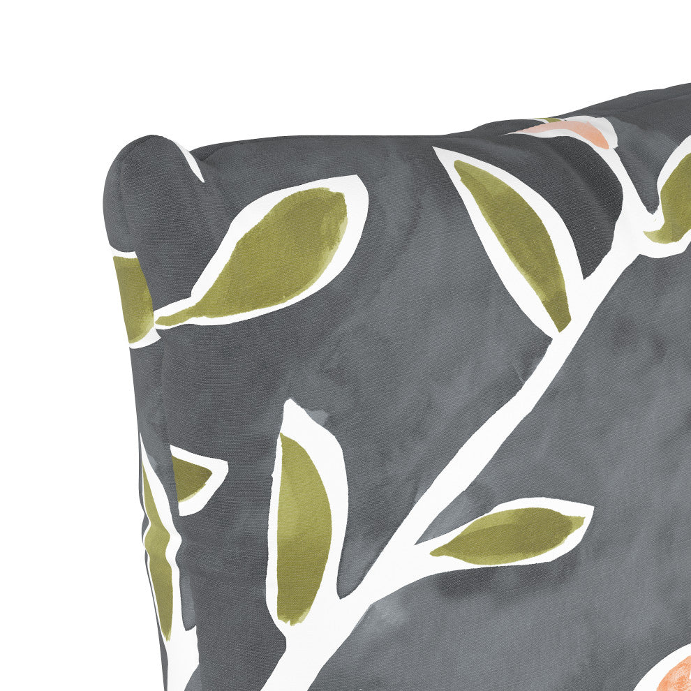 18" Decorative Pillow, Polyester Insert, Caroline Floral Gray Peach