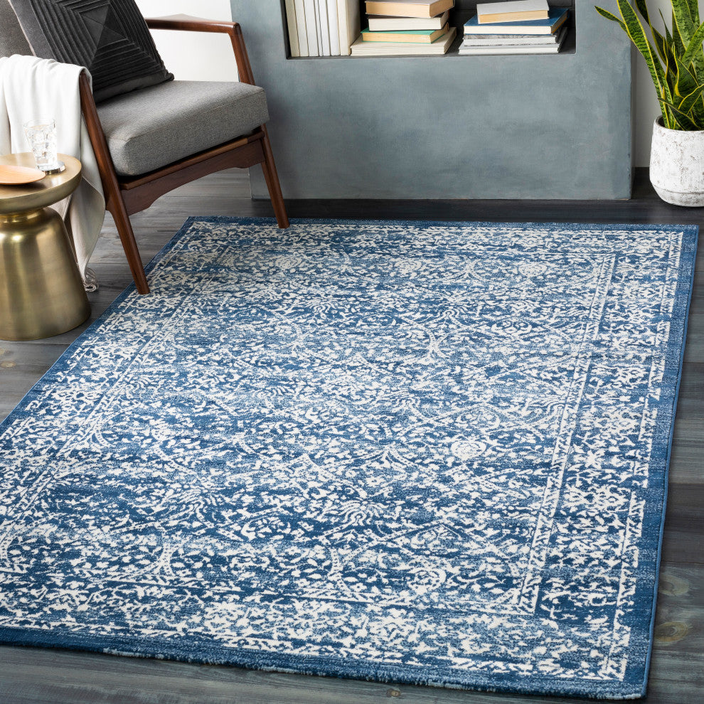 Surya Roma ROM-2301 7'10"x10' Rug, Navy/Denim/Cream